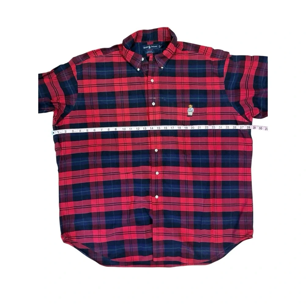 Ralph Lauren Blake Shirt Mens XXL Red‎ Plaid Button Down Long Sleeve Bear 90s
